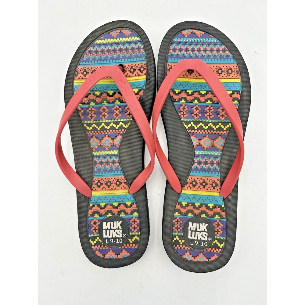 Muk luks Luke's Flip Flops Size 9-10 Womens Geometric Aztec Boho
